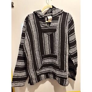 Black & White Pullover Hoodie "Drug Rug" Mens Size XL